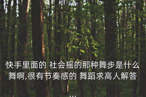 快手里面的 社会摇的那种舞步是什么舞啊,很有节奏感的 舞蹈求高人解答...