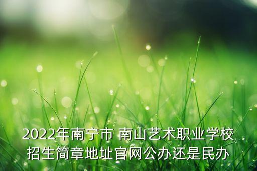 2022年南宁市 南山艺术职业学校招生简章地址官网公办还是民办