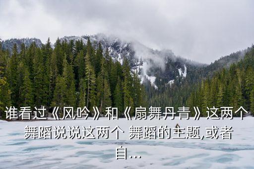 谁看过《风吟》和《扇舞丹青》这两个 舞蹈说说这两个 舞蹈的主题,或者自...
