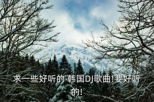 求一些好听的 韩国DJ歌曲!要好听的!