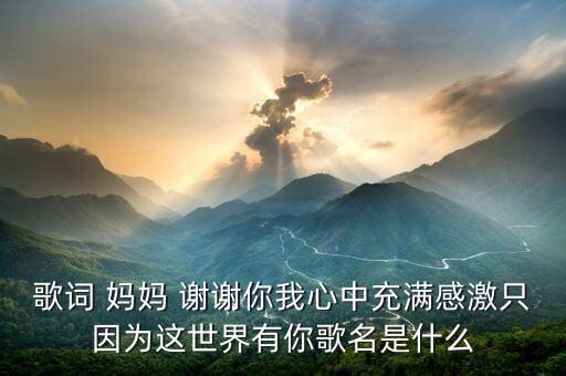 歌词 妈妈 谢谢你我心中充满感激只因为这世界有你歌名是什么