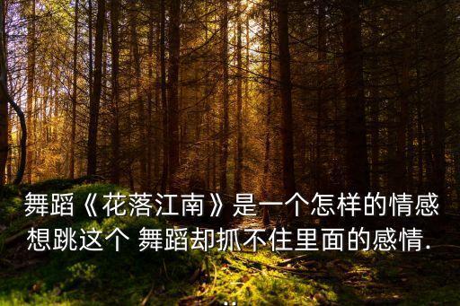  舞蹈《花落江南》是一个怎样的情感想跳这个 舞蹈却抓不住里面的感情...