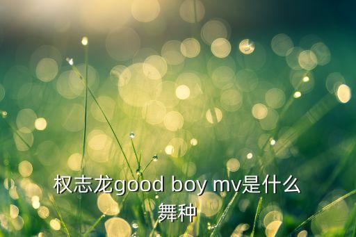 权志龙good boy mv是什么舞种