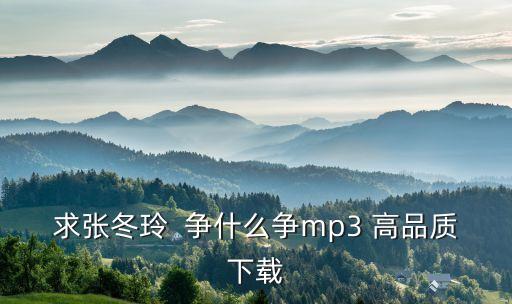 求张冬玲  争什么争mp3 高品质下载