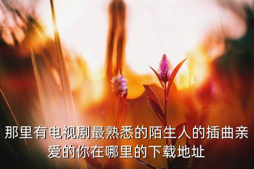 那里有电视剧最熟悉的陌生人的插曲亲爱的你在哪里的下载地址