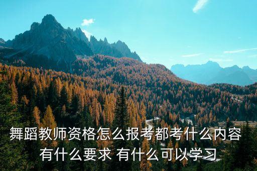 舞蹈教师资格怎么报考都考什么内容 有什么要求 有什么可以学习
