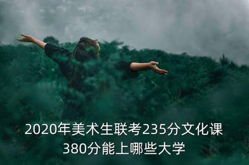 2020年美术生联考235分文化课380分能上哪些大学