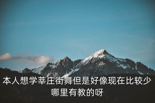本人想学莘庄街舞但是好像现在比较少哪里有教的呀