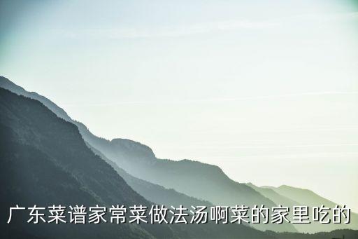 广东菜谱家常菜做法汤啊菜的家里吃的