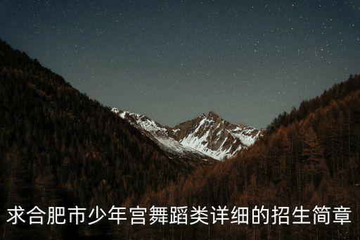 求合肥市少年宫舞蹈类详细的招生简章