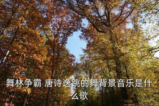 舞林争霸 唐诗逸跳的舞背景音乐是什么歌