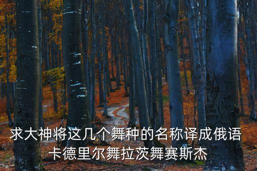 求大神将这几个舞种的名称译成俄语 卡德里尔舞拉茨舞赛斯杰