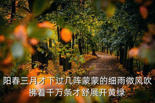 阳春三月才下过几阵蒙蒙的细雨微风吹拂着千万条才舒展开黄绿