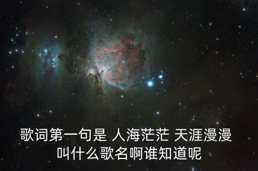 歌词第一句是 人海茫茫 天涯漫漫 叫什么歌名啊谁知道呢
