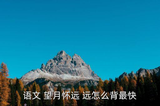 语文 望月怀远 远怎么背最快