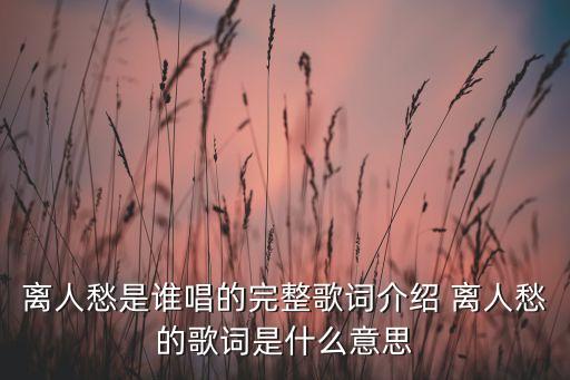 离人愁是谁唱的完整歌词介绍 离人愁的歌词是什么意思