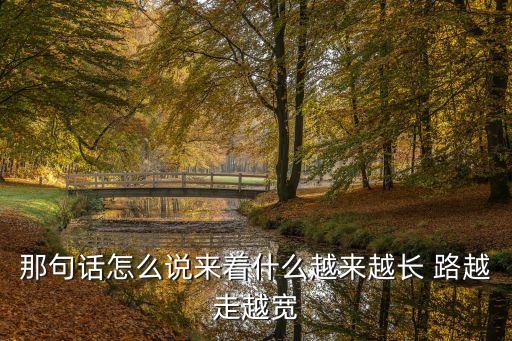 那句话怎么说来着什么越来越长 路越走越宽