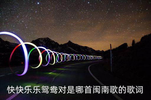 快快乐乐鸳鸯对是哪首闽南歌的歌词