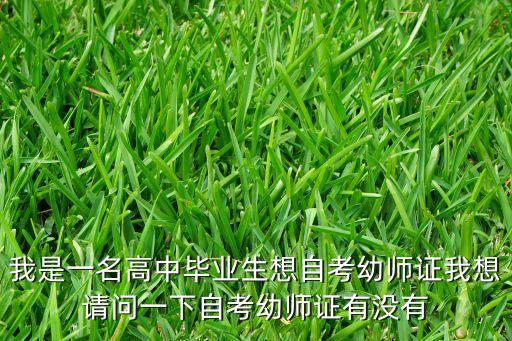 我是一名高中毕业生想自考幼师证我想请问一下自考幼师证有没有