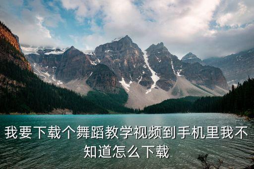 我要下载个舞蹈教学视频到手机里我不知道怎么下载