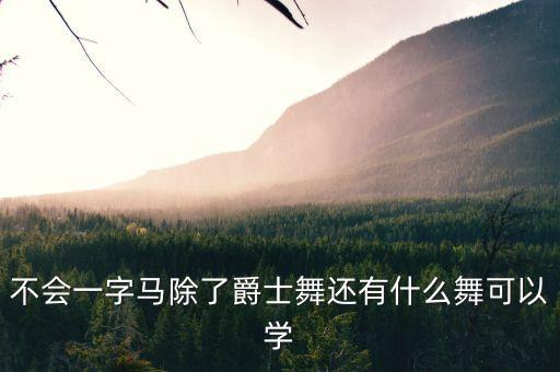 不会一字马除了爵士舞还有什么舞可以学