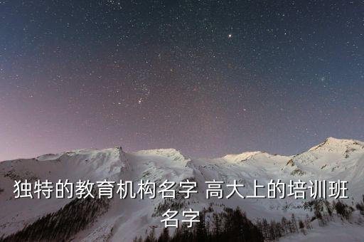 独特的教育机构名字 高大上的培训班名字