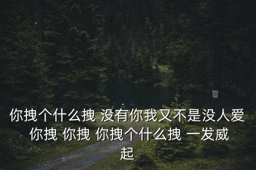 广场舞拽什么拽，你拽个什么拽 没有你我又不是没人爱 你拽 你拽 你拽个什么拽 一发威起