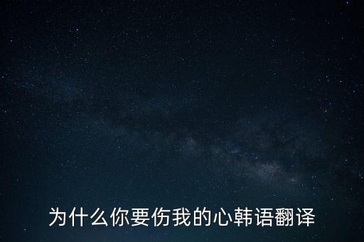 为什么你要伤我的心韩语翻译