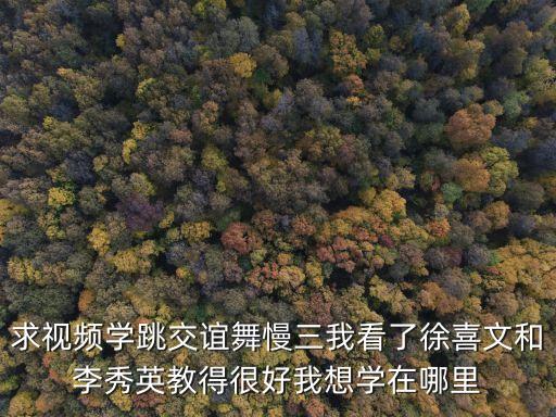 求视频学跳交谊舞慢三我看了徐喜文和李秀英教得很好我想学在哪里