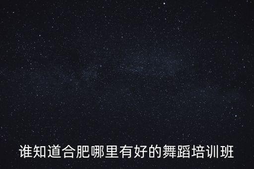 谁知道合肥哪里有好的舞蹈培训班