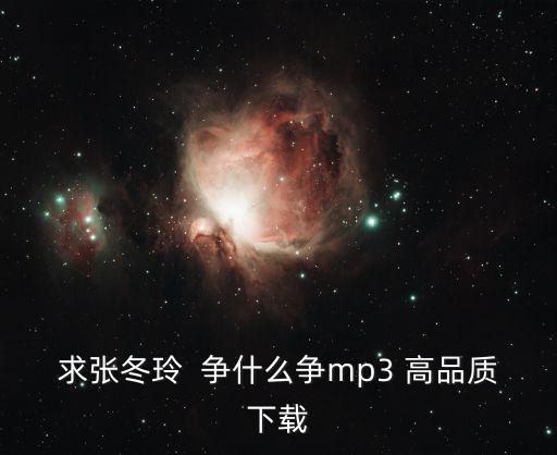 求张冬玲  争什么争mp3 高品质下载