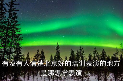 有没有人清楚北京好的培训表演的地方是哪想学表演