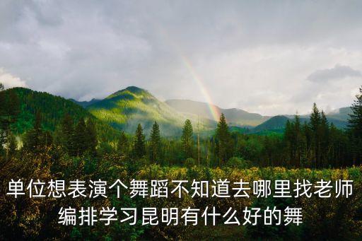 单位想表演个舞蹈不知道去哪里找老师编排学习昆明有什么好的舞