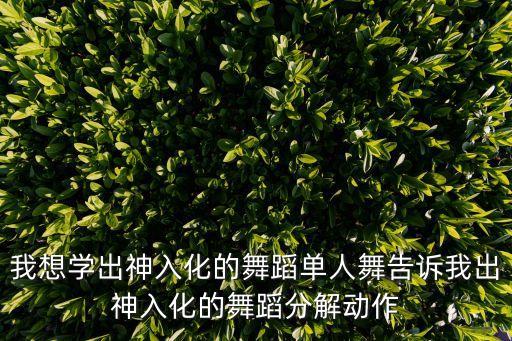 我想学出神入化的舞蹈单人舞告诉我出神入化的舞蹈分解动作