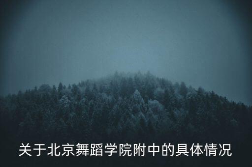 关于北京舞蹈学院附中的具体情况