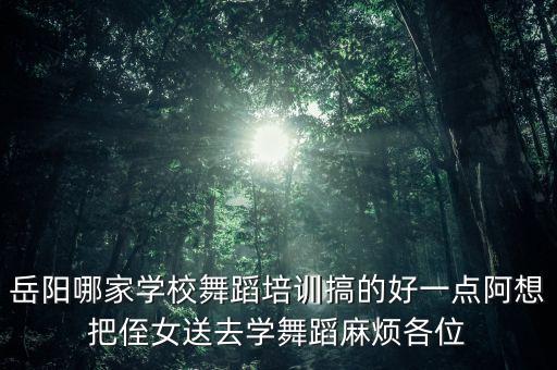 岳阳哪家学校舞蹈培训搞的好一点阿想把侄女送去学舞蹈麻烦各位