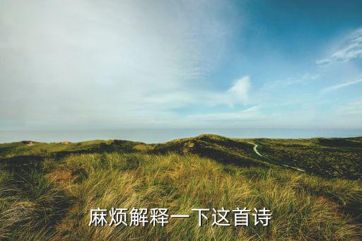麻烦解释一下这首诗