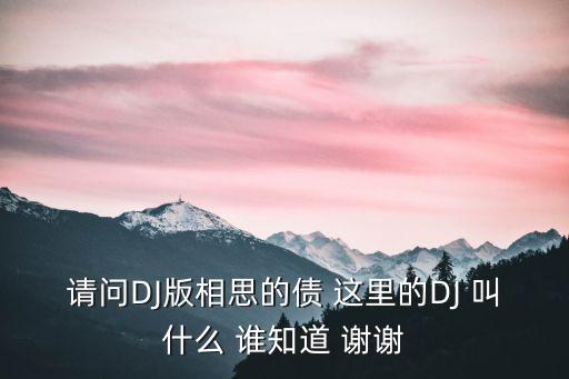 请问DJ版相思的债 这里的DJ 叫什么 谁知道 谢谢