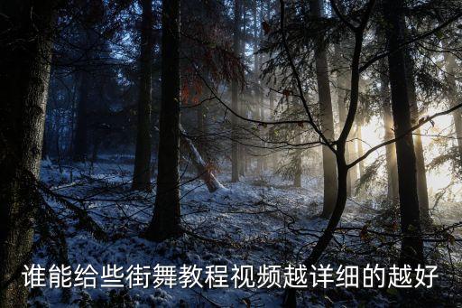 谁能给些街舞教程视频越详细的越好