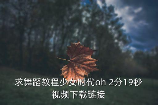 求舞蹈教程少女时代oh 2分19秒视频下载链接