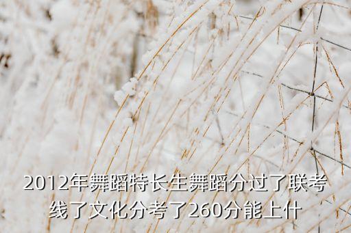 2012年舞蹈特长生舞蹈分过了联考线了文化分考了260分能上什