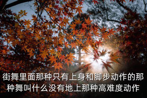 街舞里面那种只有上身和脚步动作的那种舞叫什么没有地上那种高难度动作