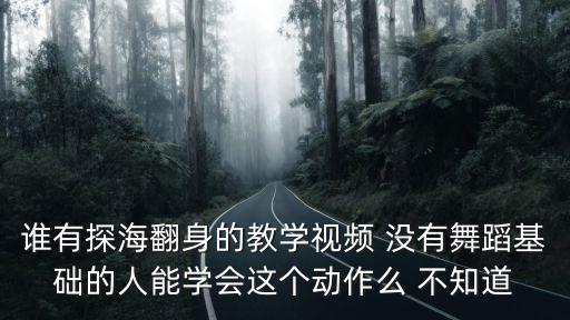 谁有探海翻身的教学视频 没有舞蹈基础的人能学会这个动作么 不知道
