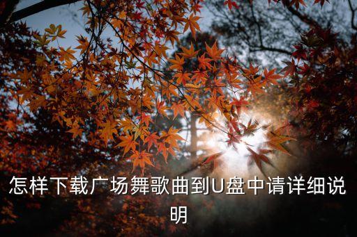怎样下载广场舞歌曲到U盘中请详细说明