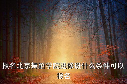 报名北京舞蹈学院进修班什么条件可以报名