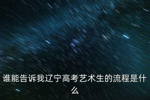 谁能告诉我辽宁高考艺术生的流程是什么