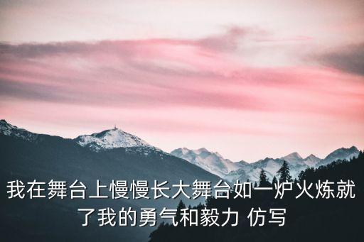 一次舞台一次历练一次成长，我在舞台上慢慢长大舞台如一炉火炼就了我的勇气和毅力 仿写