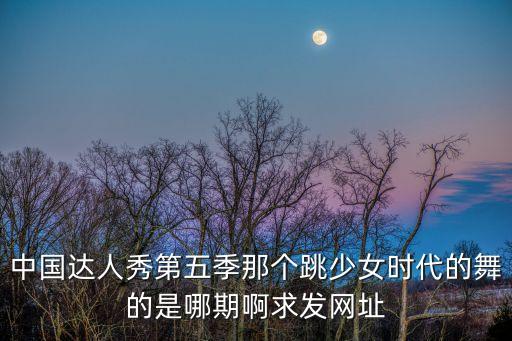 中国达人秀第五季那个跳少女时代的舞的是哪期啊求发网址