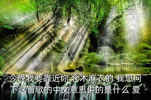 今晚我要靠近你 仓木麻衣的 我想问下这首歌的中文意思讲的是什么 爱