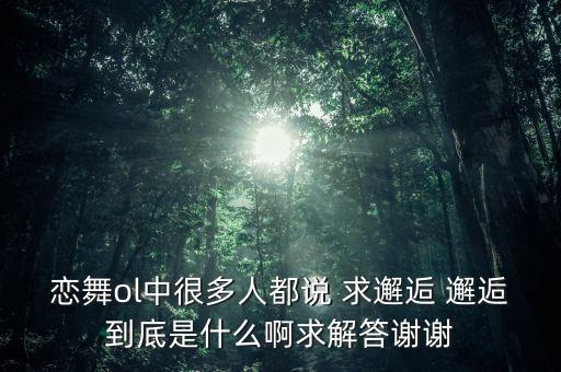 恋舞ol中很多人都说 求邂逅 邂逅到底是什么啊求解答谢谢